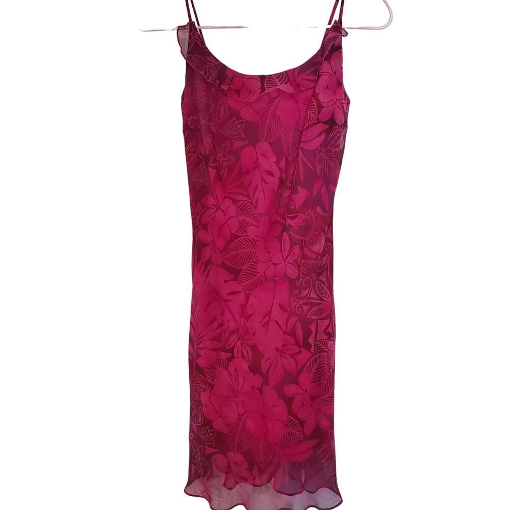 B Smart Y2k Floral Slip Dress Knee-length Lace-up Back Raspberry Purple Size 5/6